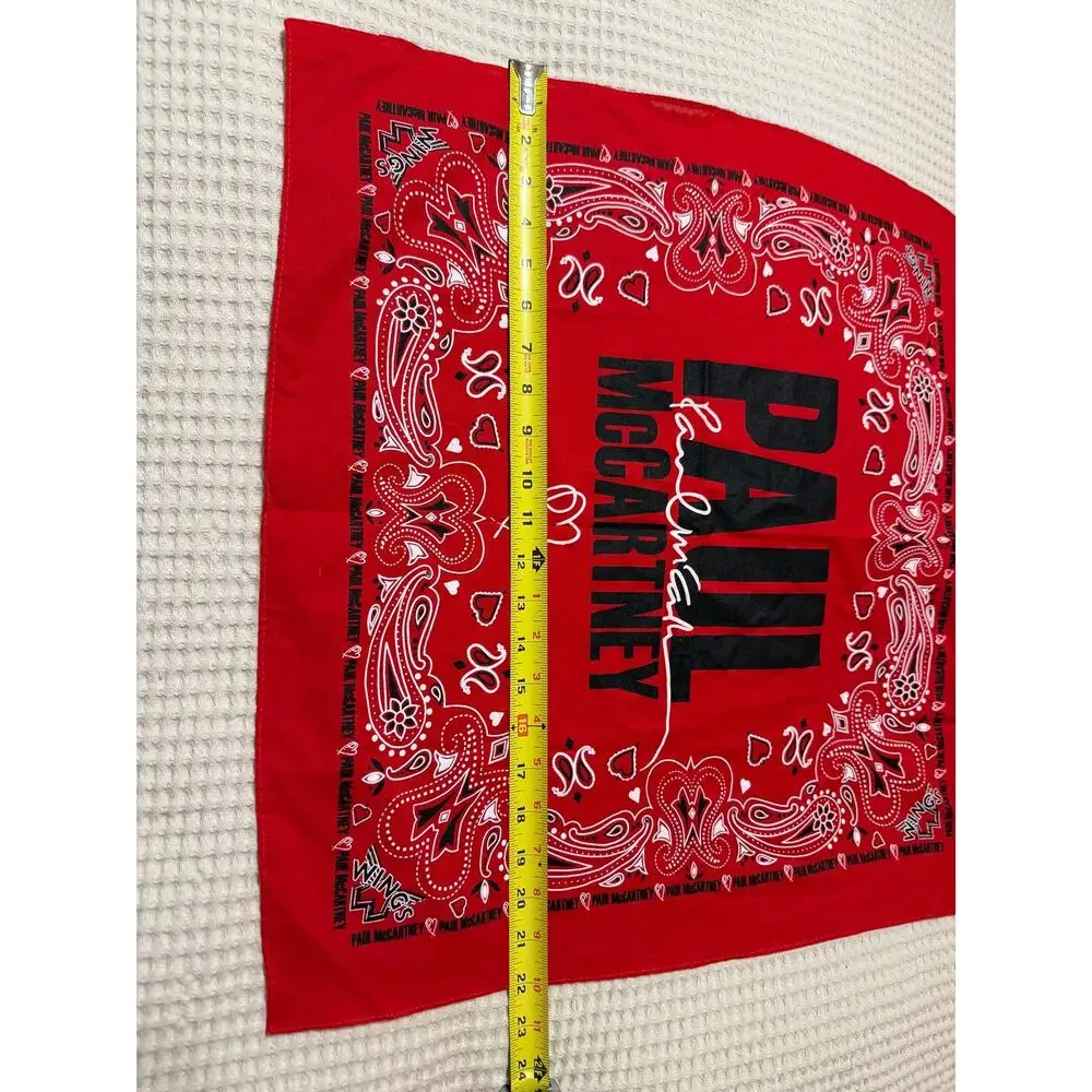 Paul McCartney Wings Tour Concert Merch Red Paisley Western Bandana Souvenir